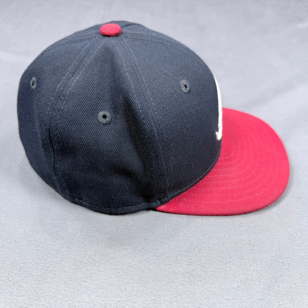 New Era Youth 6 1/2 Navy Red Polyester 59FIFTY Atlanta Braves MLB On-Field Hat - Picture 4 of 8